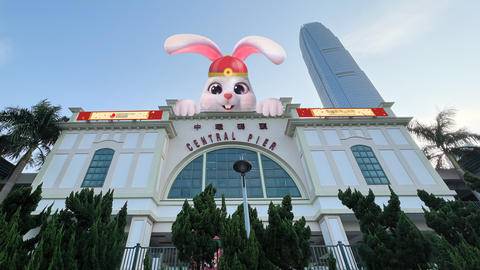 巨型福兔在中環碼頭樓頂首度登場
