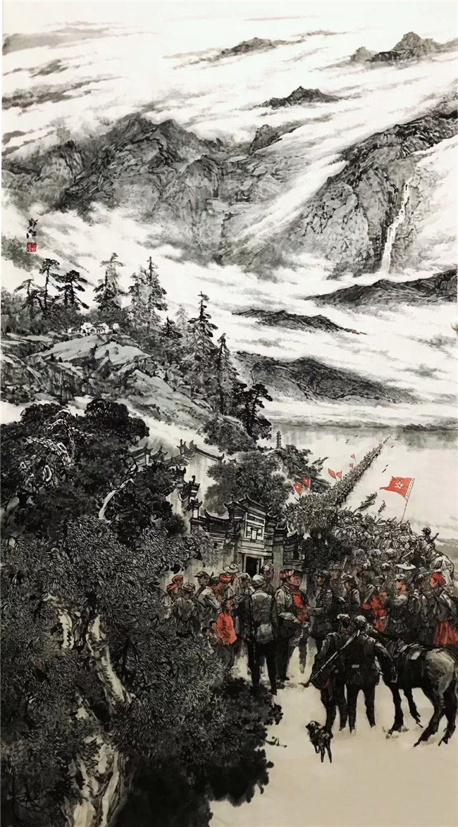 江西省美术馆馆藏邬江水墨作品《转战》